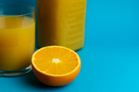 Glass of orange juice in glass close-up. High quality photoの写真素材