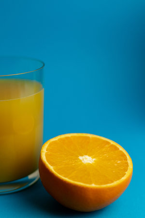 Glass of orange juice in glass close-up. High quality photoの写真素材