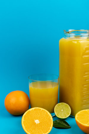 Glass of orange juice in glass close-up. High quality photoの写真素材