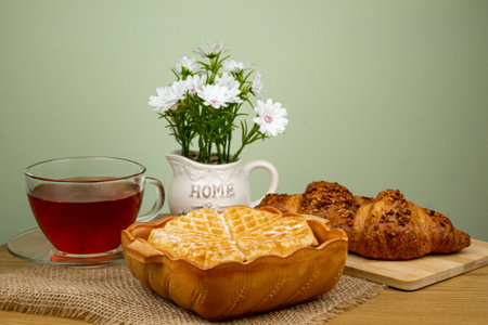Waffles made at home. Homemade cakes. High quality photoの写真素材