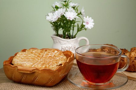 Homemade pastries. Waffles with coffee. Homemade dessert. High quality photoの写真素材