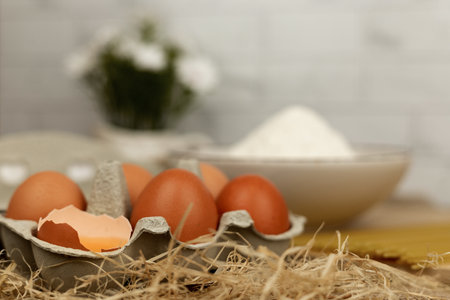 Eggs, flour. High quality photoの写真素材