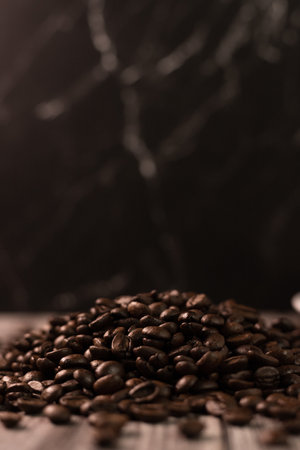 Coffee roasted coffee on a dark background. High quality photoの写真素材