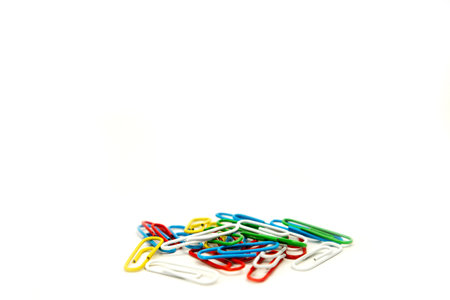 Paper clips isolated on white background. High quality photoの写真素材