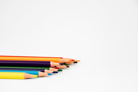 Color pencils isolated on white background close up. High quality photoの写真素材
