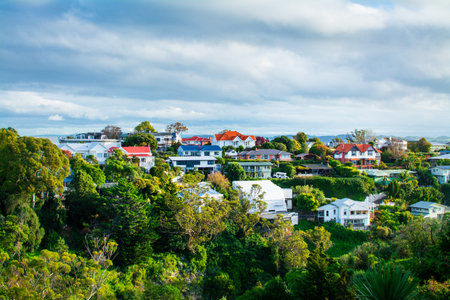 Historic surburbs of Napier, a beautiful coastal city on New Zealand's North Island, set amid the...