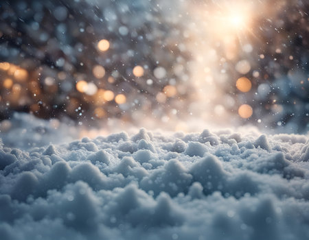 Winter holidays background. Blizzard, snowflakes, snowstorm. Christmas and New Year greeting cards, invitation for winter holiday season. Amazing digital illustration. CG Artwork Background.の素材