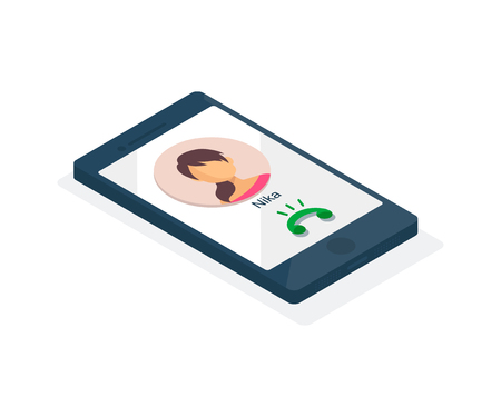 3d isometric smartphone icon callsのイラスト素材