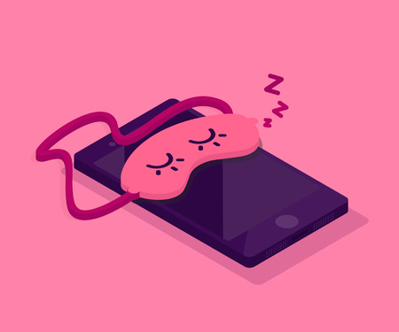 Sleeping phone. Mask for sleep. Isolated illustrationのイラスト素材