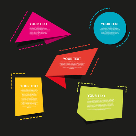 Set of colorful origami labels for your text. Vector design elements.のイラスト素材