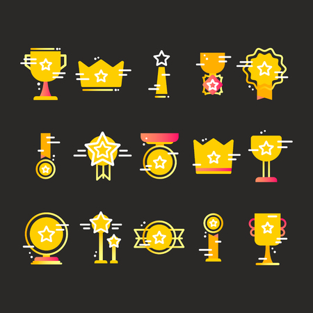 Flat award. Trophy premium icons: star, cup.medal.のイラスト素材