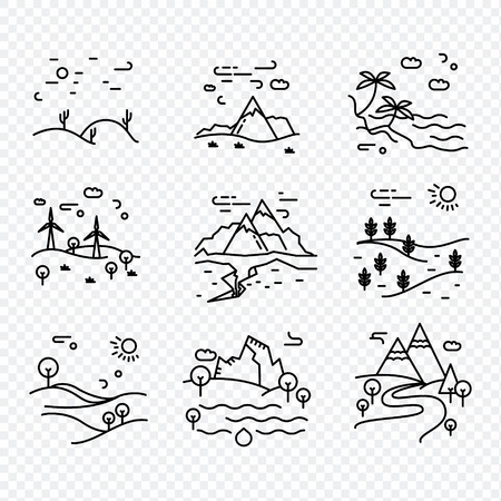 Line eco Vector icons natureのイラスト素材