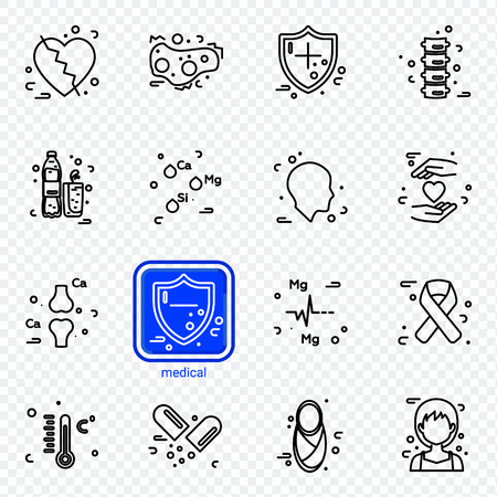 Medical line icons set for info graphics, websites and print media.のイラスト素材