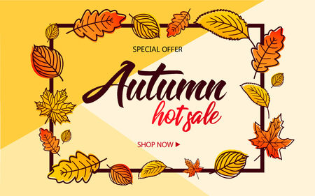 Collection of autumn sale and other typography flyer template with lettering.のイラスト素材