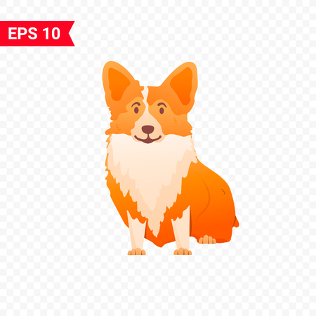 Cute corgi sits on an isolated layer. The style flat. The dog is a symbol of 2018 Illustration for children's t-shirtsのイラスト素材