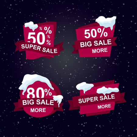 Sale banners for business, promotion and advertising in a dark glittering background. Vector illustration.のイラスト素材