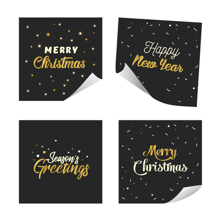 Paper design stickers with New Year's greetingsのイラスト素材