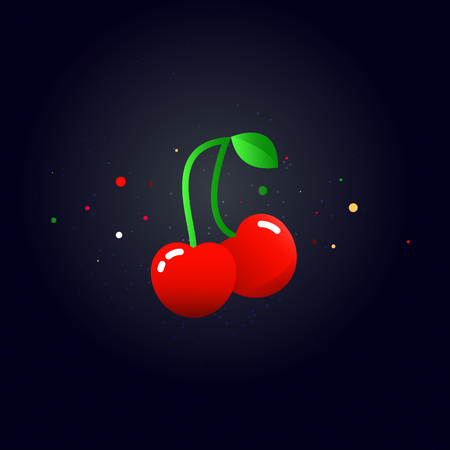 Cherry berry with leaves. Collection of different fresh cherry berry.のイラスト素材