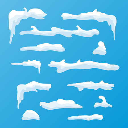 Cartoon snow cap. Snow cap, snowball, snowdrift, snow topのイラスト素材