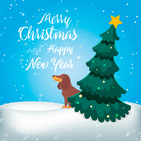 Christmas card. Xmas flat character. Christmas vector illustration for Christmas or New Year 2018 designのイラスト素材