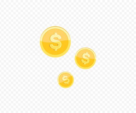 3d realistic gold coin icon. Vector illustration isolated on white background.のイラスト素材