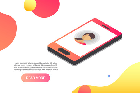 Isometric concept with smartphone and incoming callのイラスト素材