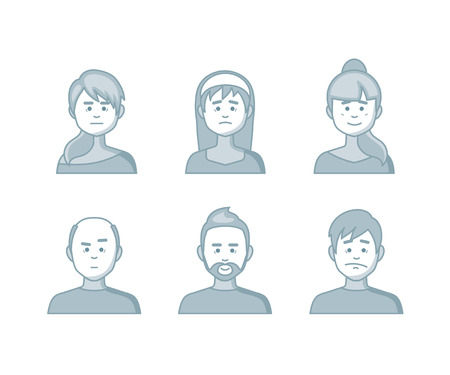 set Creative style of smiles with different emotionsのイラスト素材