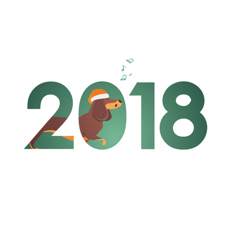 Red dog symbol of the year 2018. Vector illustration.のイラスト素材