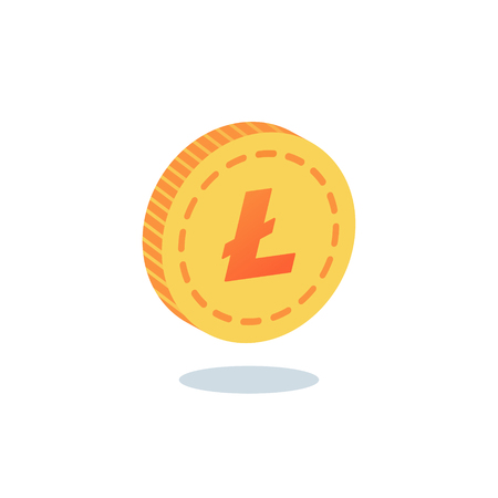 Litecoin Coin Gold Coin Vector. Coin payments on blockchain technology vector, icon, sign for print and web.のイラスト素材