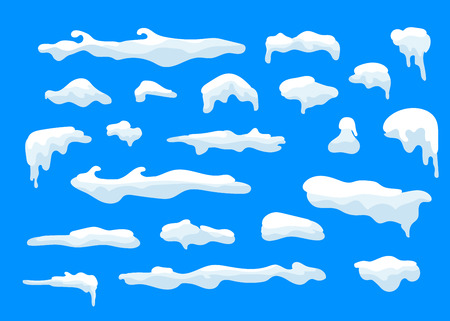 Vector snow cap for design and decoration of Christmas greeting cards. Cartoon snow cap. Snow cap, snowball, snowdrift, snow topのイラスト素材