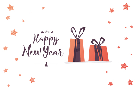 Creative Happy New Year 2018 greeting card design. Hand drawn inscription, calligraphic design. Vector illustrationのイラスト素材