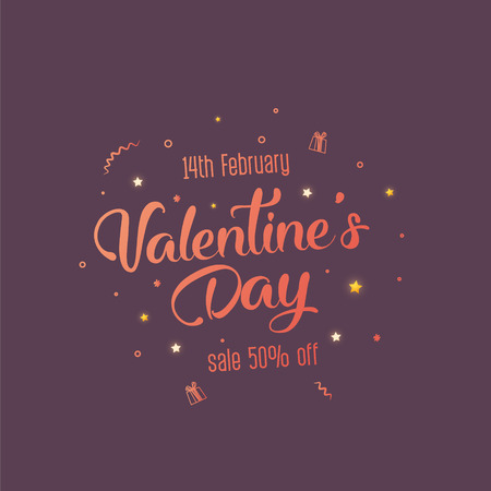Happy Valentines Day typography poster with handwritten calligraphy text with gifts, love, stars decorative.のイラスト素材