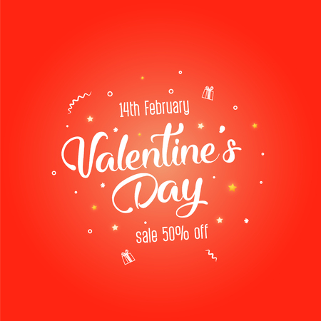 Bright sales flyer with hearts,  stars  for Valentine's Day.のイラスト素材