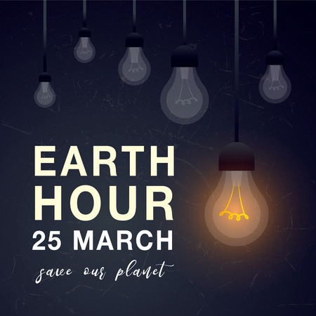 Illustration of Earth hour. 25 march. Save our planet. Flat design vector illustration for web banner, web and mobile, infographics.のイラスト素材