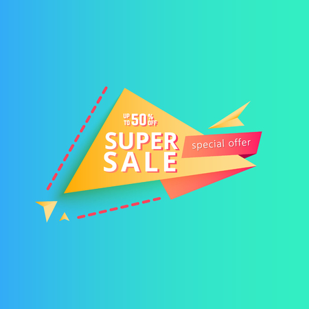 Super sale banner. 50 percent. Special offer. Vector illustration.のイラスト素材