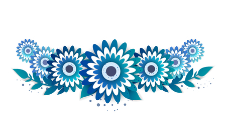Paper cut style of  bright flower isolated on white background. Vector Illustration.のイラスト素材