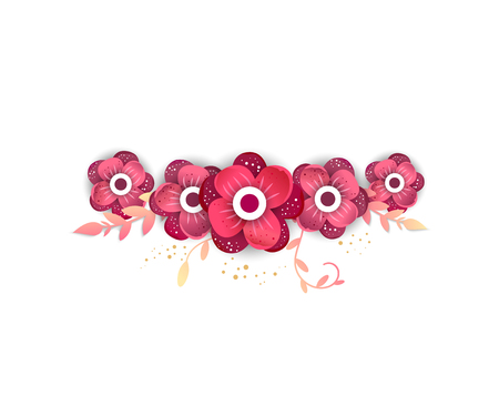 Paper cut style of  bright flower isolated on white background. Vector Illustration.のイラスト素材