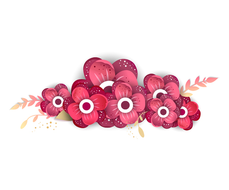 Paper cut style of bright flower isolated on white background. Vector Illustration.のイラスト素材