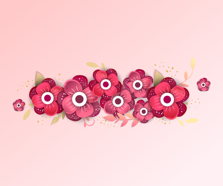 Paper art of decor flowers. Spring paper cut     vectorのイラスト素材