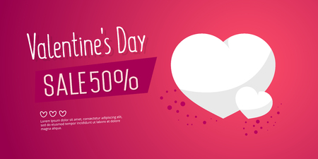 Illustration of love and valentine day. Sale 50 percent discount. Paper art and craft style.のイラスト素材