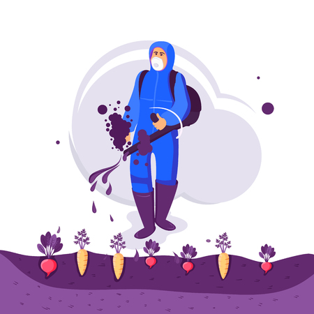 Pest control services. Insects exterminator, detecting, exterminating insects banner info-graphics vector illustration.のイラスト素材