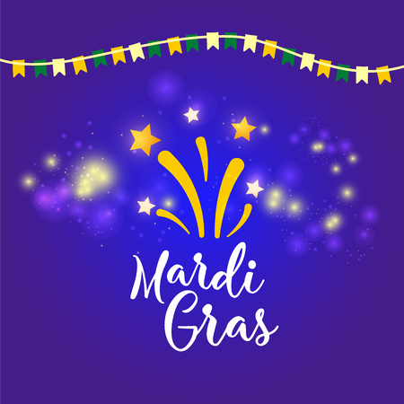 Carnival concept banner with flags and confetti on shiny background. Fat Tuesdayのイラスト素材