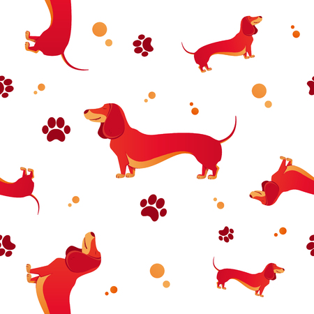 pattern with cute dogs and trace, scrapbook paper, wrapping paper.のイラスト素材