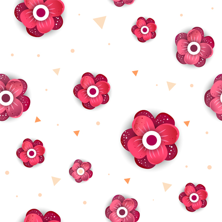 Flowers vector pattern, nice seamless pattern with triangle.のイラスト素材