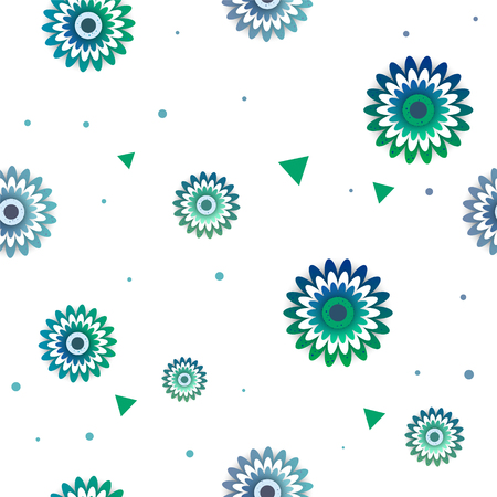 Flowers Vector pattern with circle. Nice seamless pattern with triangleのイラスト素材