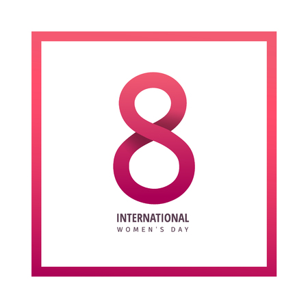 International women's day flyer. 8 number paper cut vector illustration. Trendy Design Template.のイラスト素材