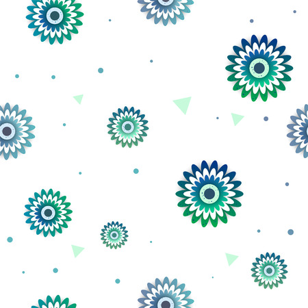 Flowers Vector pattern with circle. Nice seamless pattern with triangleのイラスト素材
