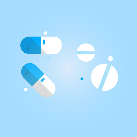 Take painkillers pills, medical treatment concept. Effervescent soluble tablet pills.のイラスト素材