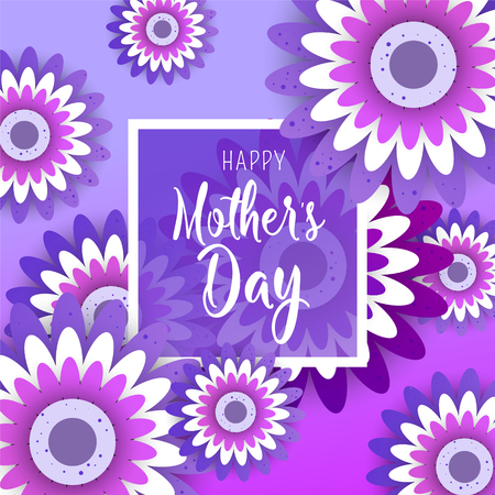 Mother's Day greeting card lettering with bright trendy flower designs.のイラスト素材