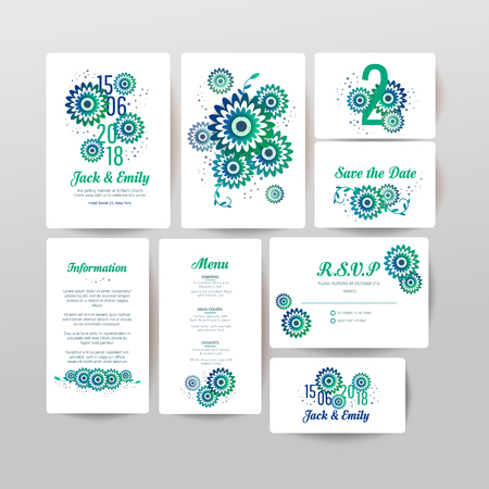 Wedding collection in Spring ornament concept for Wedding invite flyer, poster.のイラスト素材